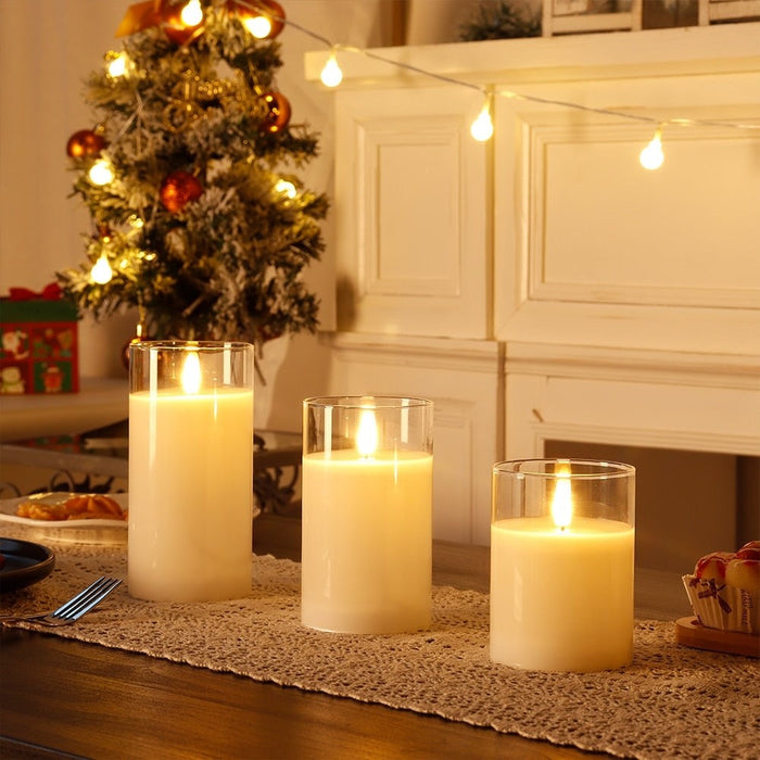 3Pcs Warm White Flameless Flickering LED Candles For Home Decor