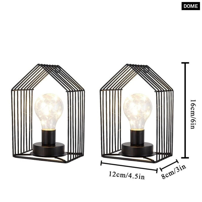 Set of 2 Metal Cordless Battery Operated Table Lamp For Home Decor