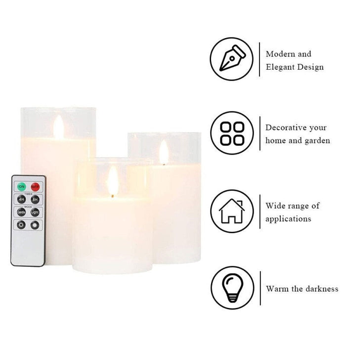 3pcs Flameless 3d Effect Led Candles With 8 Key Remote