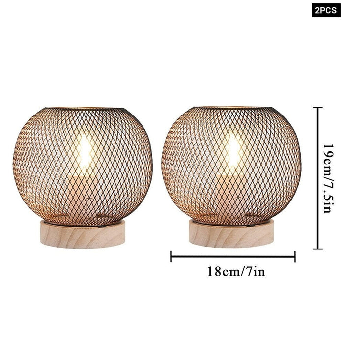 2pcs Battery Powered Metal Mesh Candle Holder For Home Decor