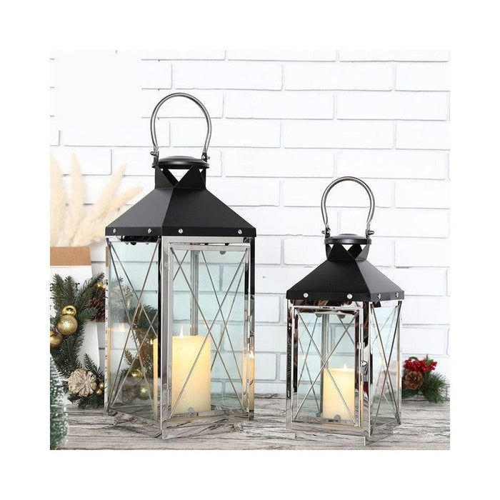 2pcs Stainless Steel Retro Hanging Candle Lanterns