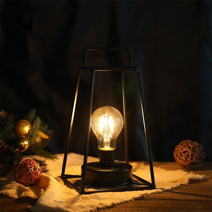 Retro Geometric Cordless Battery Powered Table Lamp For Home Decor