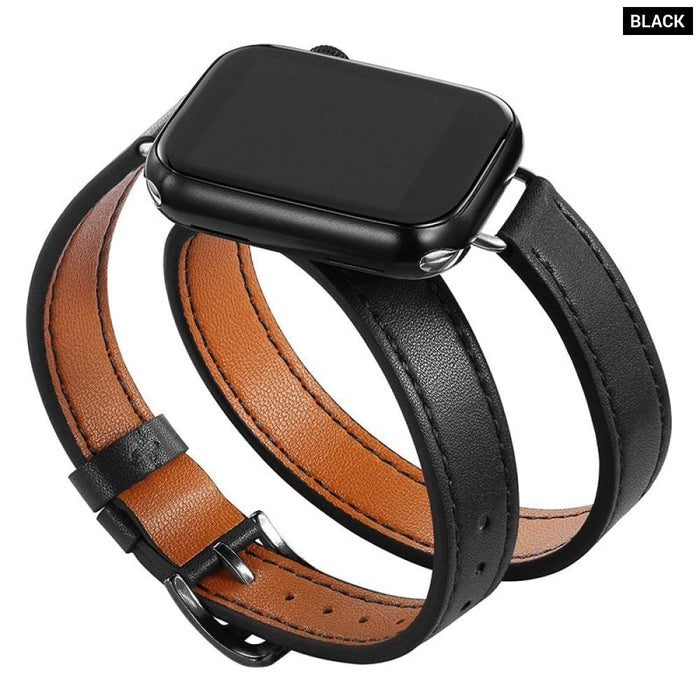 Double Tour Leather Strap For Apple Watch