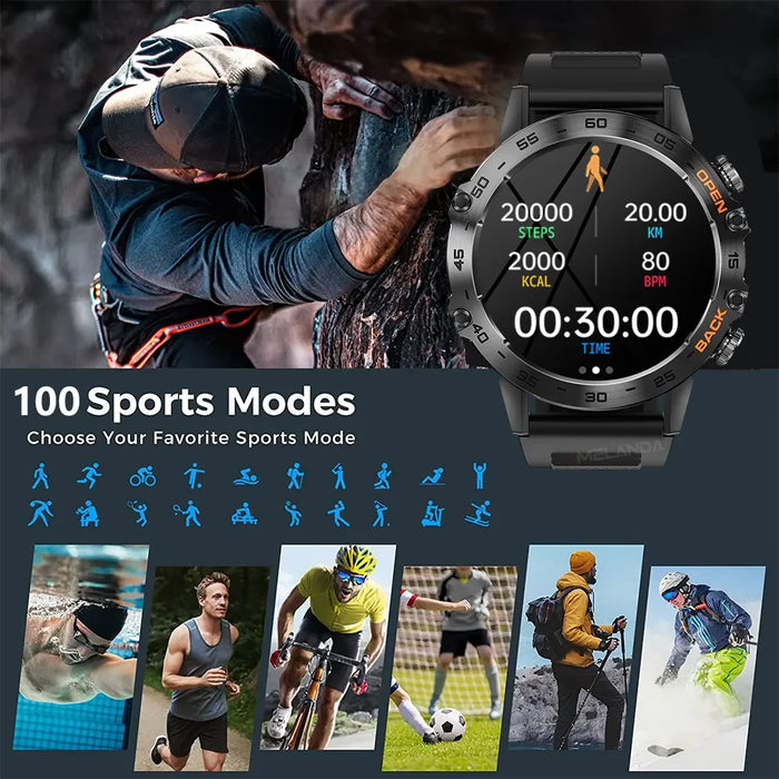 Melanda Steel 1.39 Bluetooth Call Smart Watch For Men Ip68 Waterproof Fitness Tracker