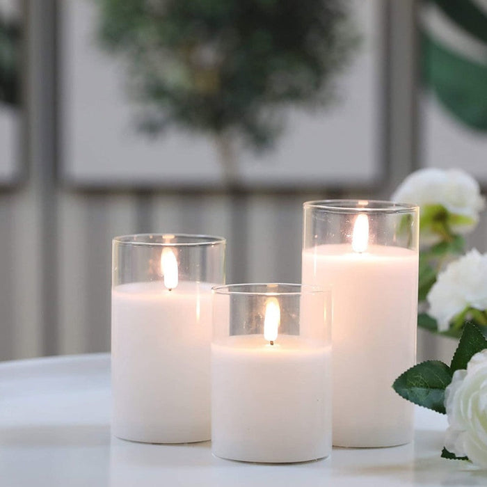 3Pcs Warm White Flameless Flickering LED Candles For Home Decor