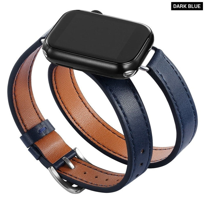 Double Tour Leather Strap For Apple Watch