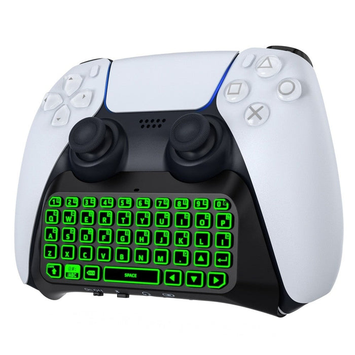 Bluetooth Wireless Mini Keypad Chatpad for Playstation 5 with Green Backlight, Built-in Speaker