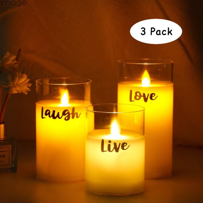 3pcs Battery Powered Flameless Led Glass Candles For Home