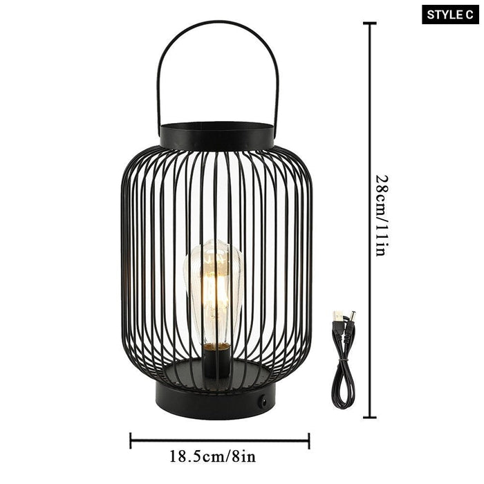 Metal Cordless Battery Powered Hanging Lamp with 1M USB Power Connection for Home Decor