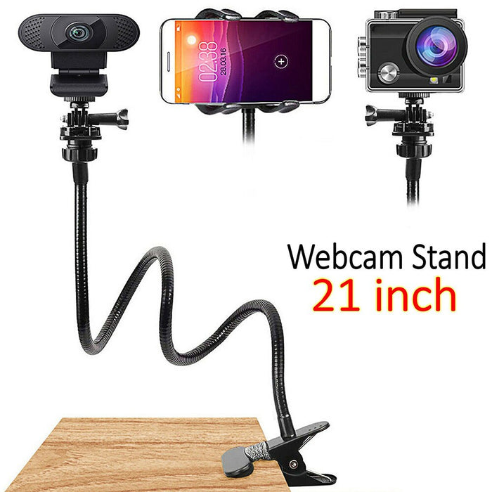 Flexible Table Bed Desk Mounted Gooseneck Clamp Clip Webcam Stand Camera Mobile Phone Holder Bracket for Gopro Logitech C925e C9