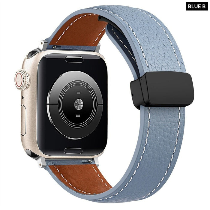 Geniune Leather Magnetic Buckle Strap For Apple Watch