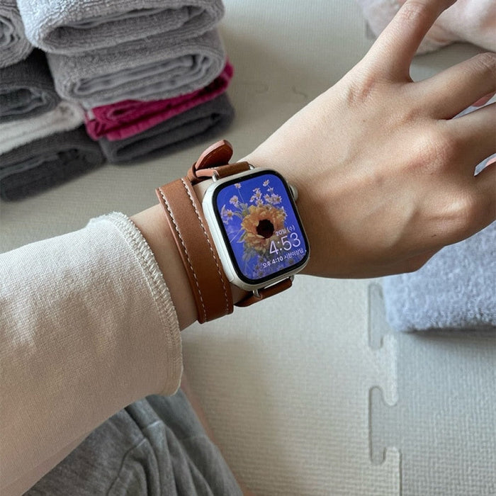 Double Tour Leather Strap For Apple Watch