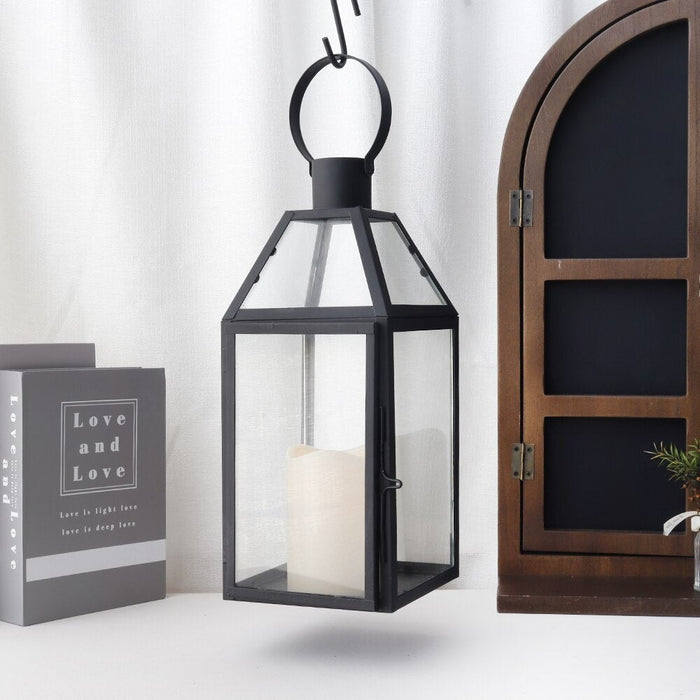 Stainless Steel Candle Hanging Lantern With Tempered Glass for Indoor Outdoor Home Decor