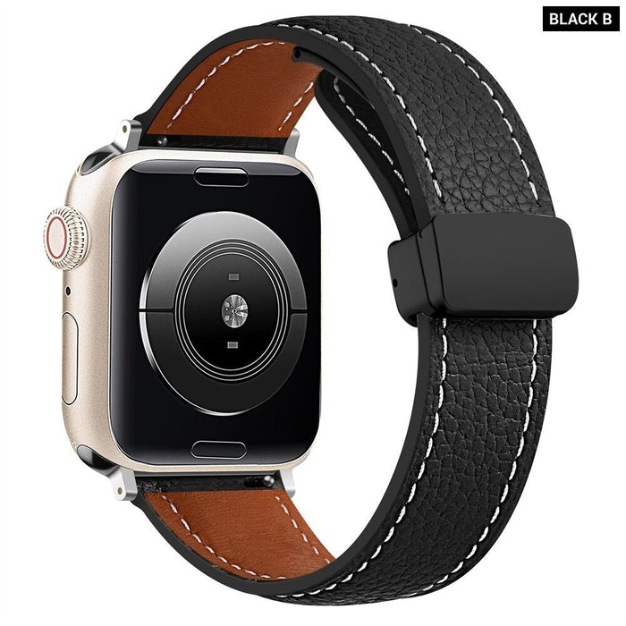 Geniune Leather Magnetic Buckle Strap For Apple Watch