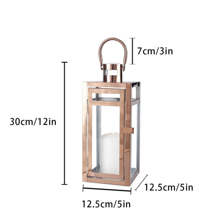 Rose Gold Candle Hanging Lantern for Indoor Outdoor Home Decor