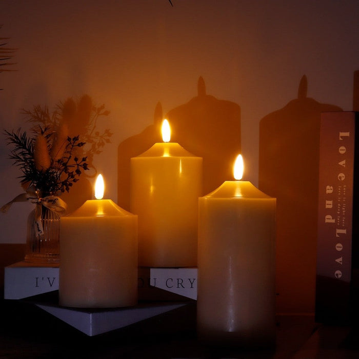 3Pcs Electronic Battery Powered Flameless Flickering LED Candles