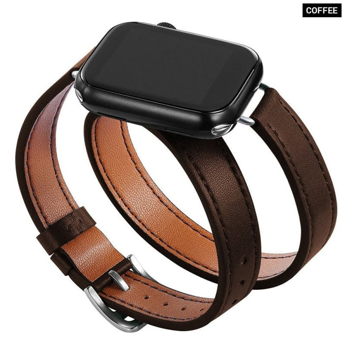 Double Tour Leather Strap For Apple Watch