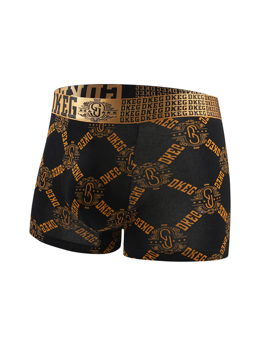 Pack Of 4 Mens Black Gold Print Cotton Antibacterial Breathable Boxer Short