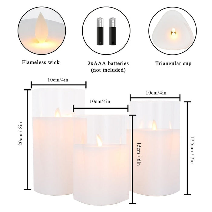 3pcs Triangle Battery Operated Flickering Led Candles