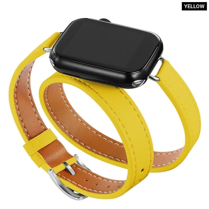 Double Tour Leather Strap For Apple Watch