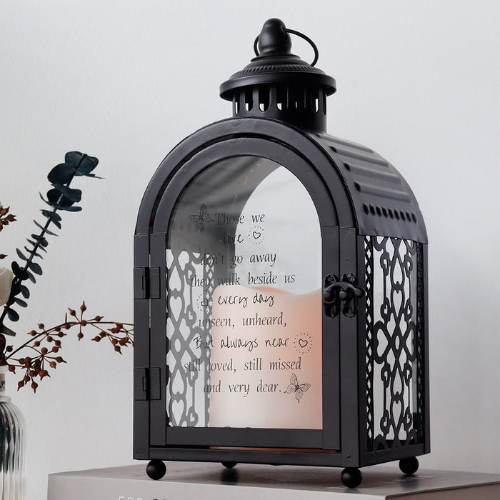 Metal Candle Holder Remembrance Lantern With Automatic Timer