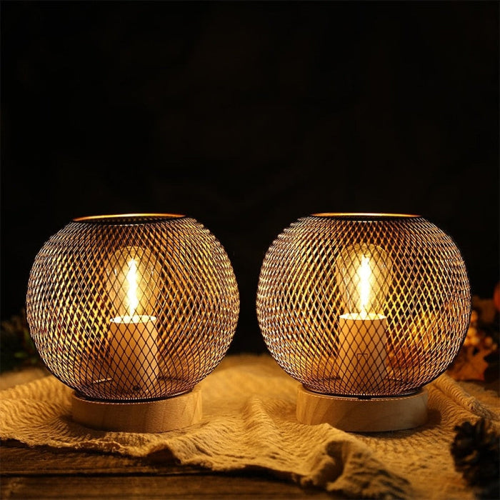 2Pcs Cordless Metal Battery Powered Candle Holder With 6-Hours Timer for Home Decor