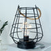 Battery Powered Cage Bulb Table Lamp For Home Decor