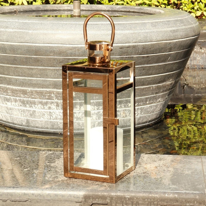 Rose Gold Candle Hanging Lantern for Indoor Outdoor Home Decor