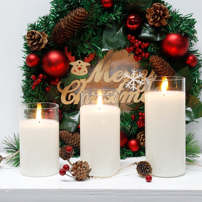 3Pcs Warm White Flameless Flickering LED Candles For Home Decor