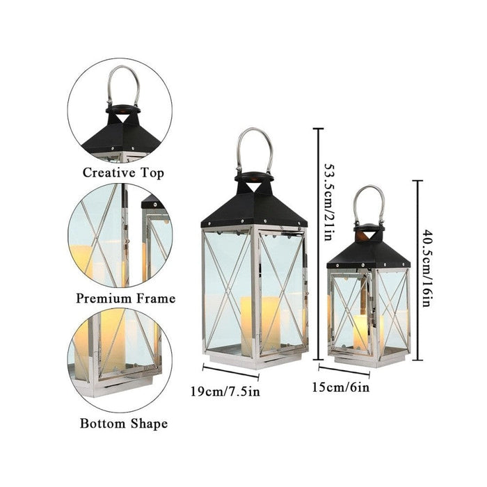 2pcs Stainless Steel Retro Hanging Candle Lanterns