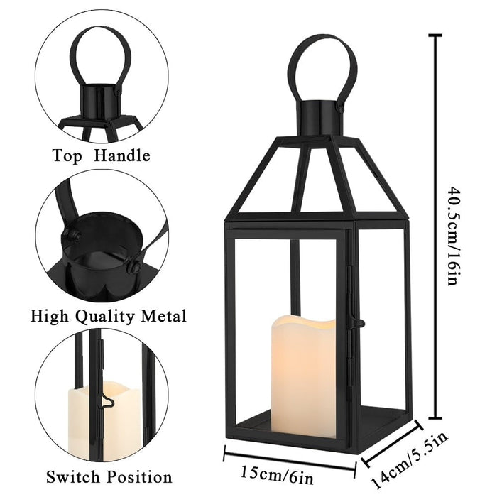 Stainless Steel Candle Hanging Lantern With Tempered Glass for Indoor Outdoor Home Decor