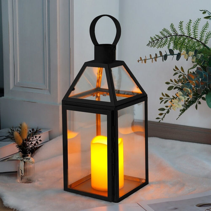 Stainless Steel Candle Hanging Lantern With Tempered Glass for Indoor Outdoor Home Decor