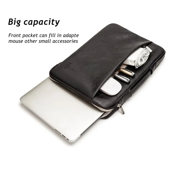 For Macbook Air Pro M1 Unisex 12,13.3,14,15.4,15.6 Inch Shockproof Pu Leather Laptop Bag