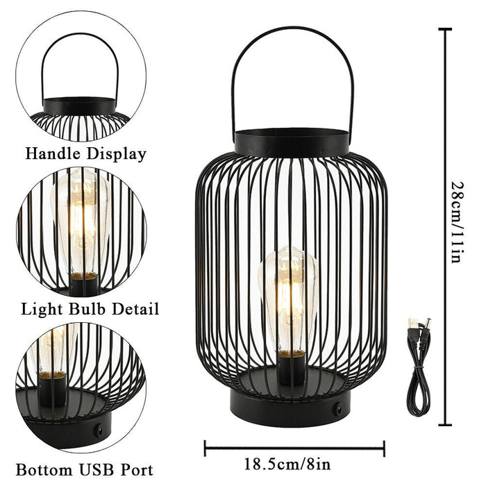 Metal Cordless Battery Powered Hanging Lamp with 1M USB Power Connection for Home Decor