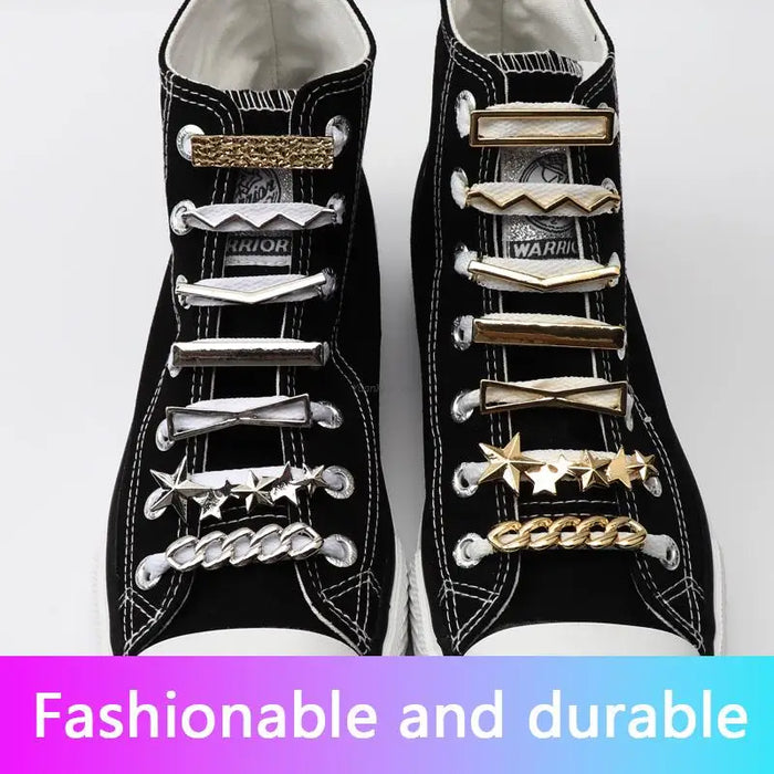 Womens Simple Metal Shoe Charms Gold Silver Sneaker Shoe Laces