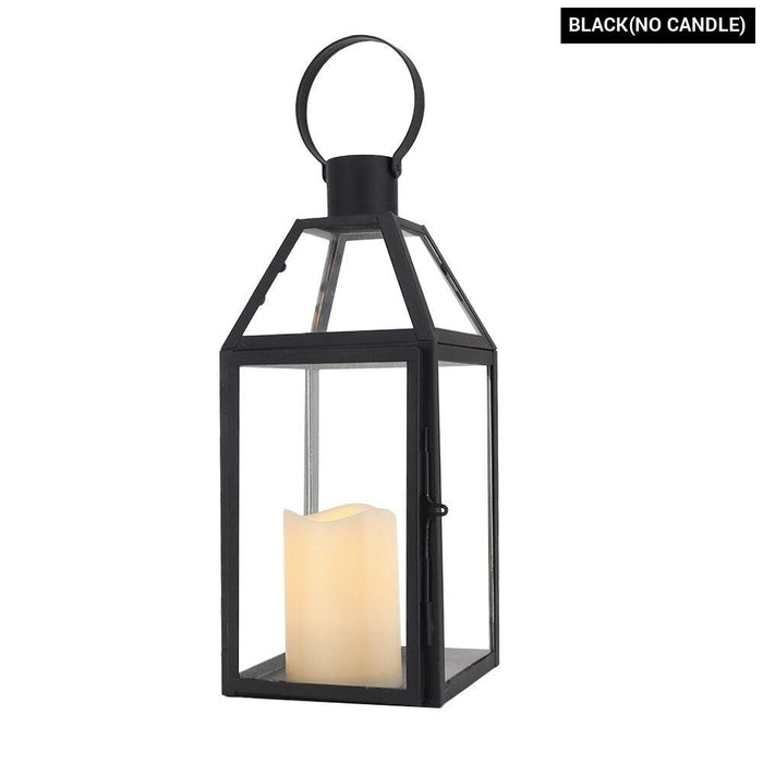 Stainless Steel Candle Hanging Lantern With Tempered Glass for Indoor Outdoor Home Decor