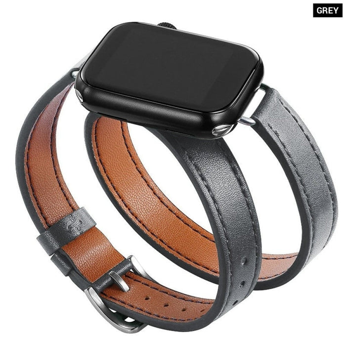 Double Tour Leather Strap For Apple Watch