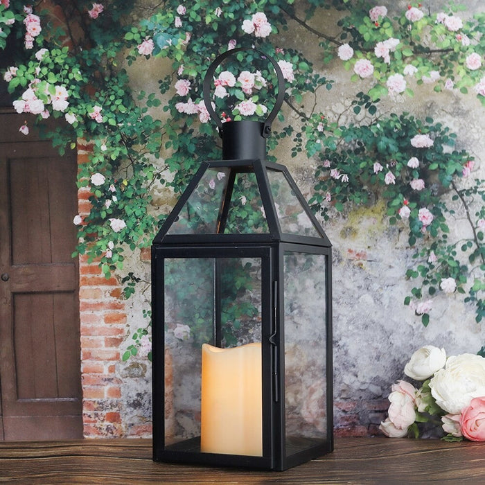 Stainless Steel Candle Hanging Lantern With Tempered Glass for Indoor Outdoor Home Decor