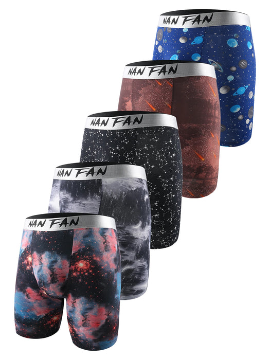 Pack Of 5 Mens Printed Ice Silk Anti Wear Leg Block Sports Running Underwear