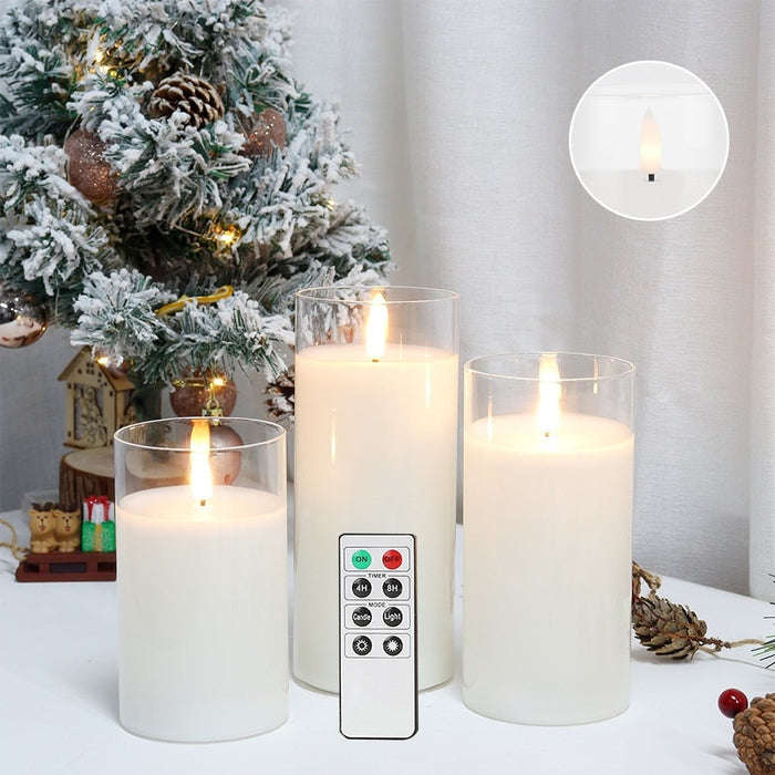 3Pcs Warm White Flameless Flickering LED Candles For Home Decor