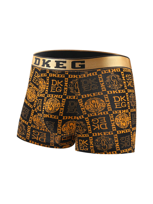 Pack Of 4 Mens Black Gold Print Cotton Antibacterial Breathable Boxer Short