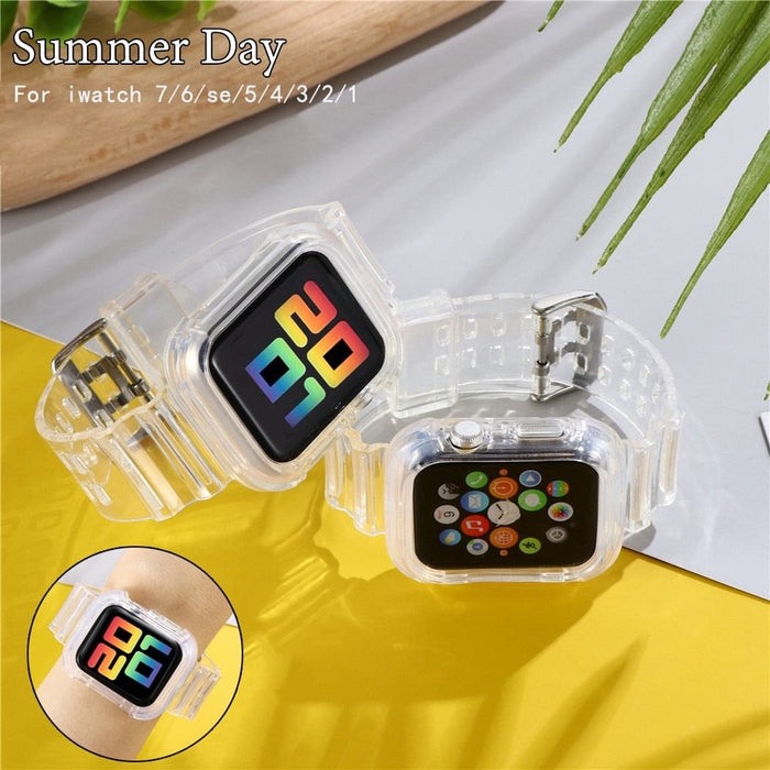 Silicone Transparent Correa Sport Rubber Strap For Apple Watch