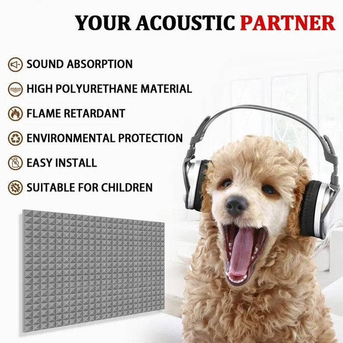 Sound Insulation Treatment Soundproofing Foam Panel 12 Pcs Pyramid Wall Decals Stickers For Music Studio Acoustic Foam Panel