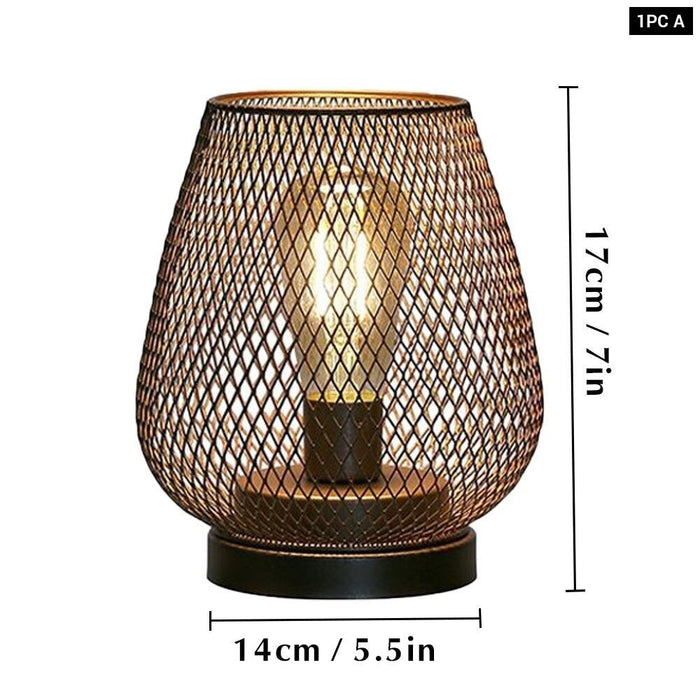 Cordless Battery Powered Hollow Cage Table Lamp For Home Decor