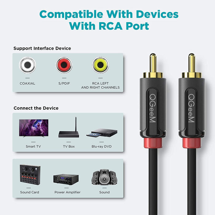 Qgeem Rca To Rca Audio Splitter Cable For Tv