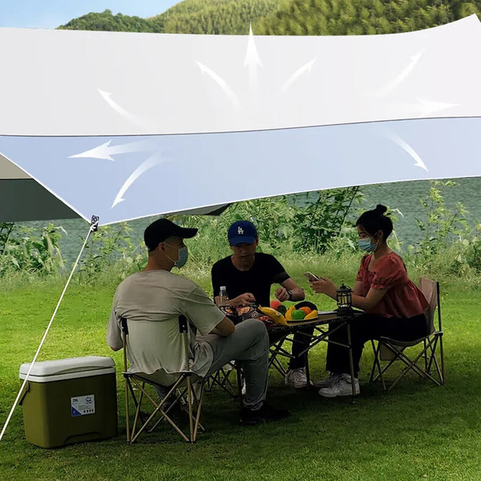 5.2x4.5m Large Silver Coating Tarp Waterproof Hexagonal Awning Camping Outdoor Shade Tarpaulin Tent Shelter Sunshade Flysheet