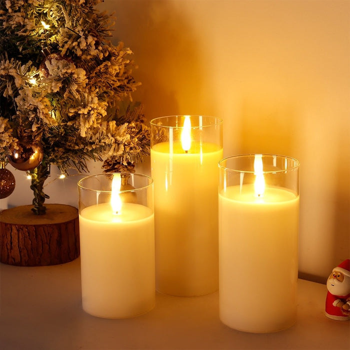 3Pcs Warm White Flameless Flickering LED Candles For Home Decor