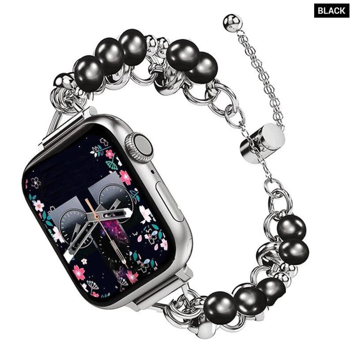 Pearl Beaded Elastic Strap For Apple Watch