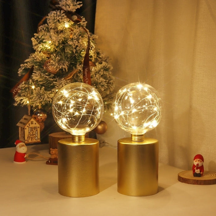 2Pcs Battery Powered Gold Table Lamp For Living Room Parties Home Decor