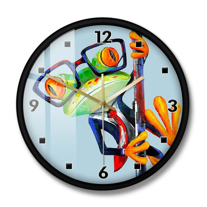 Abstract Frog Wearing Sunglasses Funny Anime Wall Clock For